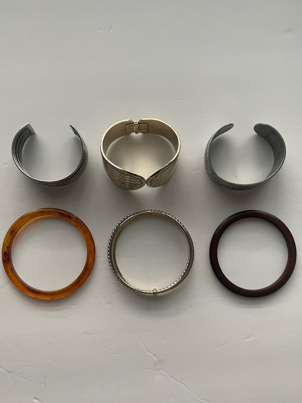 Vintage Bracelet Lot 6 Pc Cuffs Bangles Mixed Metal 80s 90s Boho